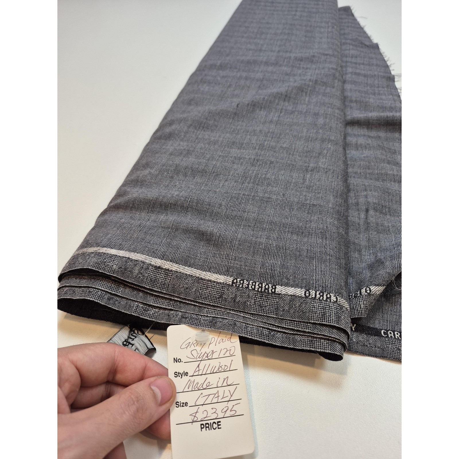 Carlo Barbera Super 120s Gray Plaid Wool Suit Fabric 8 Yards Italy Tailoring